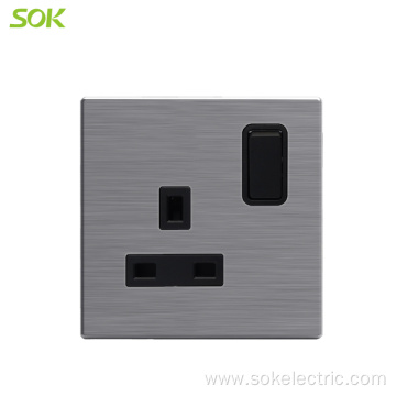 13A Switched BS Socket Outlets 2Gang Stainless Steel